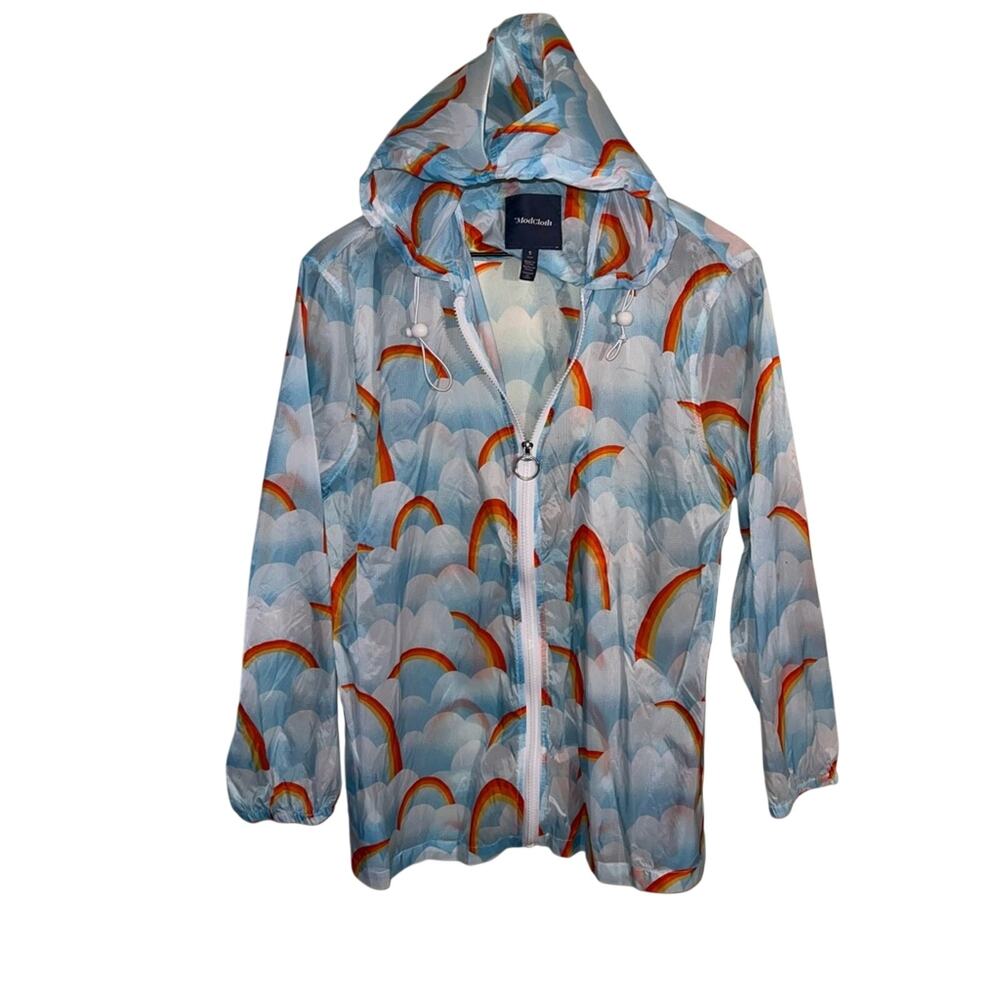 MODCLOTH Mind At Breeze Lightweight Rainbow Print Pride Windbreaker S